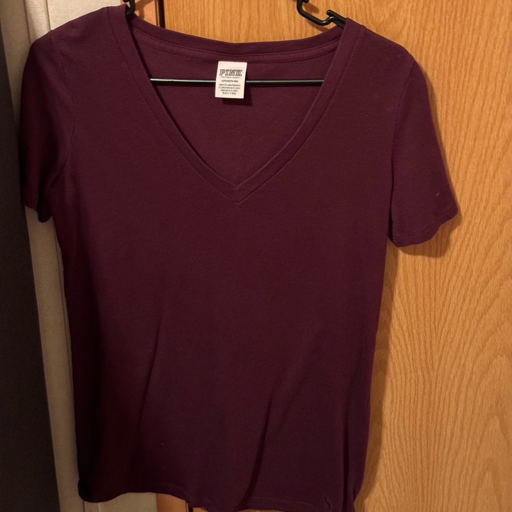 Pink Victoria Secret Burgundy V - Neck Shirt